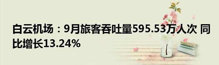 白云机场:9月旅客吞吐量595.53万人次 同比增长13.24%