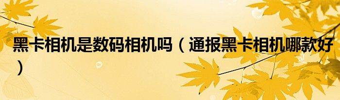 黑卡相机是数码相机吗(通报黑卡相机哪款好)