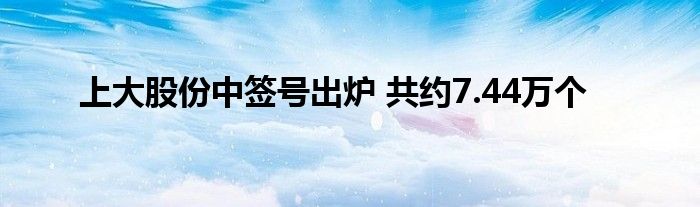 上大股份中签号出炉 共约7.44万个