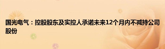 国光电气:控股股东及实控人承诺未来12个月内不减持公司股份