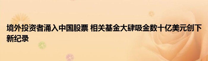 境外投资者涌入中国股票 相关基金大肆吸金数十亿美元创下新纪录