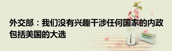 外交部:我们没有兴趣干涉任何国家的内政 包括美国的大选