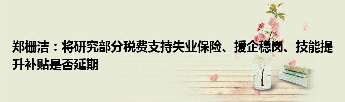 郑栅洁:将研究部分税费支持失业保险、援企稳岗、技能提升补贴是否延期