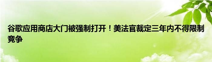 谷歌应用商店大门被强制打开!美法官裁定三年内不得限制竞争