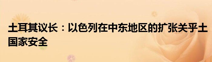 土耳其议长：以色列在中东地区的扩张关乎土国家安全
