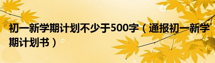 初一新学期计划不少于500字(通报初一新学期计划书)