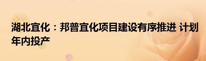 湖北宜化:邦普宜化项目建设有序推进 计划年内投产