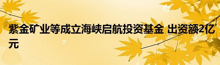 紫金矿业等成立海峡启航投资基金 出资额2亿元