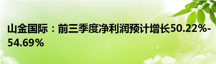 山金国际：前三季度净利润预计增长50.22%-54.69%
