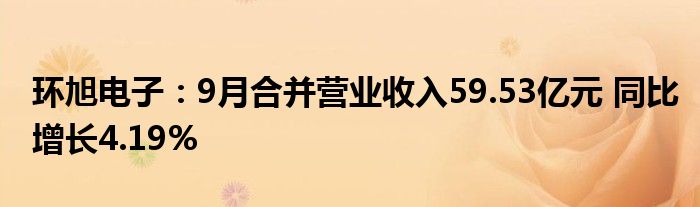 环旭电子:9月合并营业收入59.53亿元 同比增长4.19%