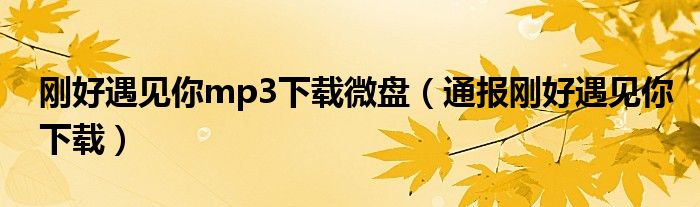 刚好遇见你mp3下载微盘(通报刚好遇见你下载)