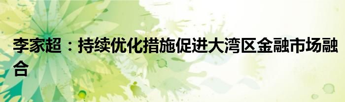 李家超：持续优化措施促进大湾区金融市场融合