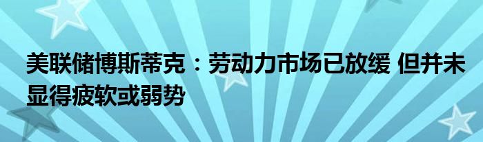 美联储博斯蒂克:劳动力市场已放缓 但并未显得疲软或弱势