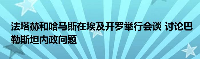 法塔赫和哈马斯在埃及开罗举行会谈 讨论巴勒斯坦内政问题