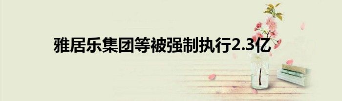 雅居乐集团等被强制执行2.3亿