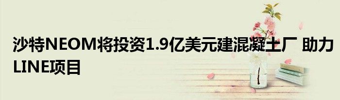 沙特NEOM将投资1.9亿美元建混凝土厂 助力LINE项目