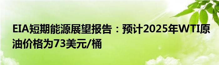EIA短期能源展望报告:预计2025年WTI原油价格为73美元/桶