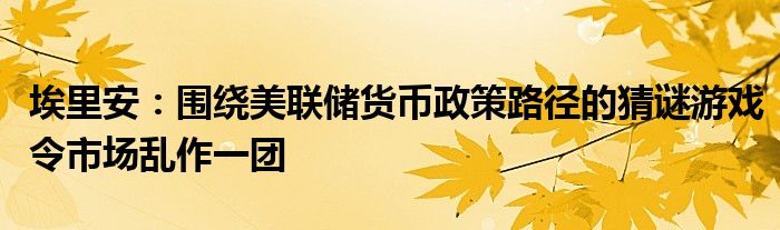 埃里安:围绕美联储货币政策路径的猜谜游戏令市场乱作一团