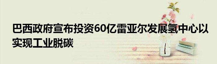 巴西政府宣布投资60亿雷亚尔发展氢中心以实现工业脱碳