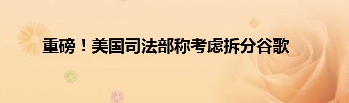 重磅!美国司法部称考虑拆分谷歌