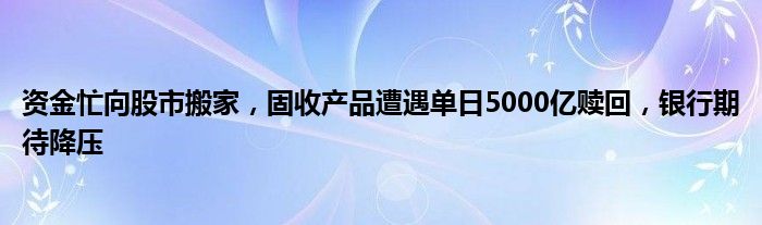 资金忙向股市搬家,固收产品遭遇单日5000亿赎回,银行期待降压