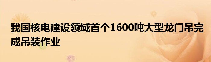 我国核电建设领域首个1600吨大型龙门吊完成吊装作业