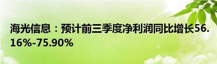 海光信息:预计前三季度净利润同比增长56.16%-75.90%