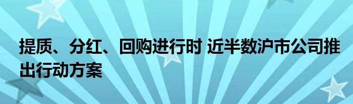 提质、分红、回购进行时 近半数沪市公司推出行动方案
