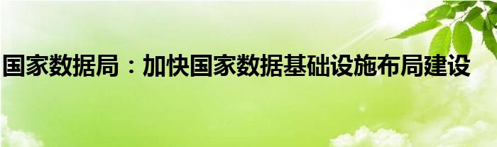 国家数据局:加快国家数据基础设施布局建设