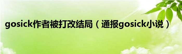 gosick作者被打改结局(通报gosick小说)