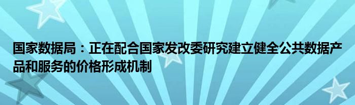 国家数据局:正在配合国家发改委研究建立健全公共数据产品和服务的价格形成机制