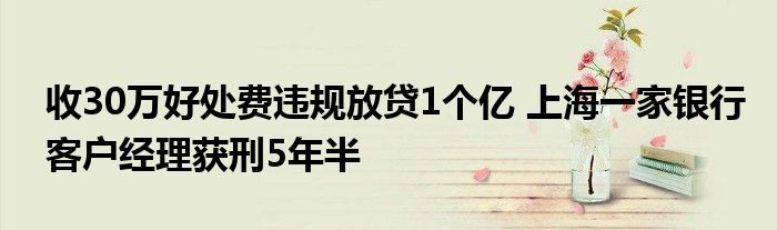 收30万好处费违规放贷1个亿 上海一家银行客户经理获刑5年半