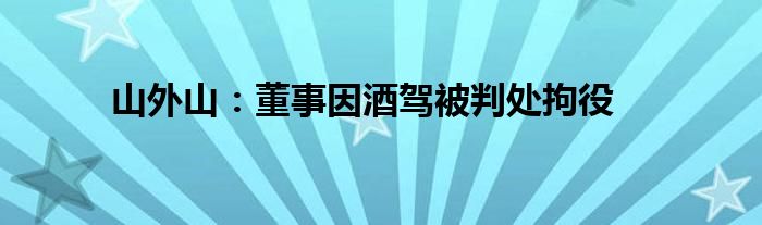 山外山:董事因酒驾被判处拘役
