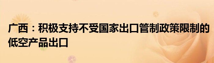 广西:积极支持不受国家出口管制政策限制的低空产品出口
