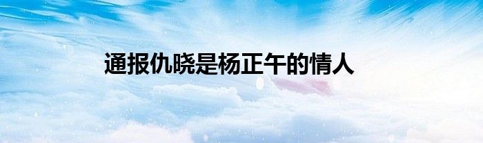 通报仇晓是杨正午的情人