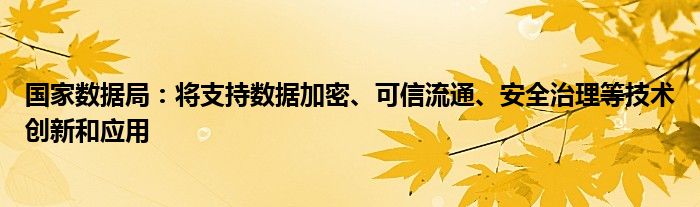 国家数据局:将支持数据加密、可信流通、安全治理等技术创新和应用