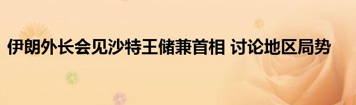 伊朗外长会见沙特王储兼首相 讨论地区局势