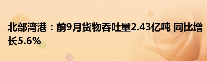 北部湾港:前9月货物吞吐量2.43亿吨 同比增长5.6%