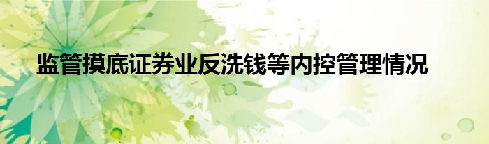监管摸底证券业反洗钱等内控管理情况