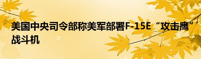 美国中央司令部称美军部署F-15E“攻击鹰”战斗机