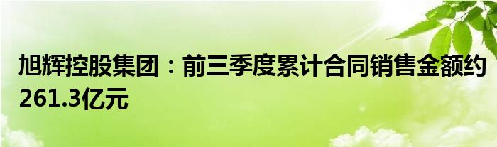 旭辉控股集团:前三季度累计合同销售金额约261.3亿元