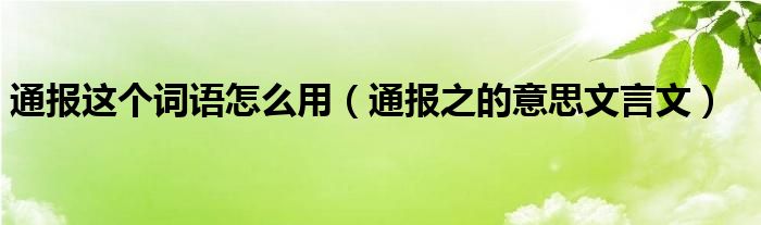 通报这个词语怎么用(通报之的意思文言文)