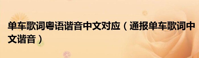 单车歌词粤语谐音中文对应(通报单车歌词中文谐音)
