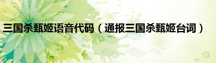 三国杀甄姬语音代码(通报三国杀甄姬台词)