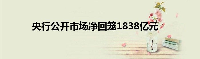 央行公开市场净回笼1838亿元