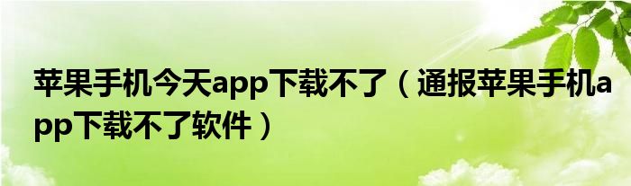 苹果手机今天app下载不了(通报苹果手机app下载不了软件)