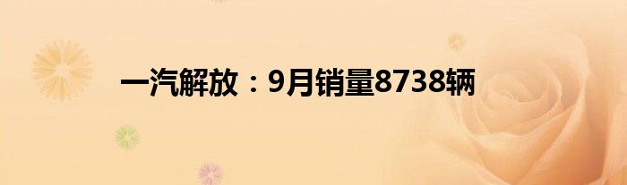 一汽解放:9月销量8738辆