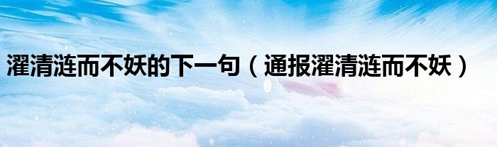 濯清涟而不妖的下一句(通报濯清涟而不妖)