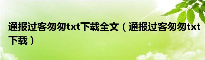 通报过客匆匆txt下载全文(通报过客匆匆txt下载)
