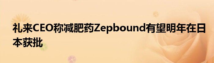 礼来CEO称减肥药Zepbound有望明年在日本获批